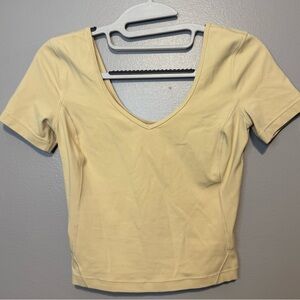 Lululemon Athletica Yellow V-Neck Short Sleeve Top
